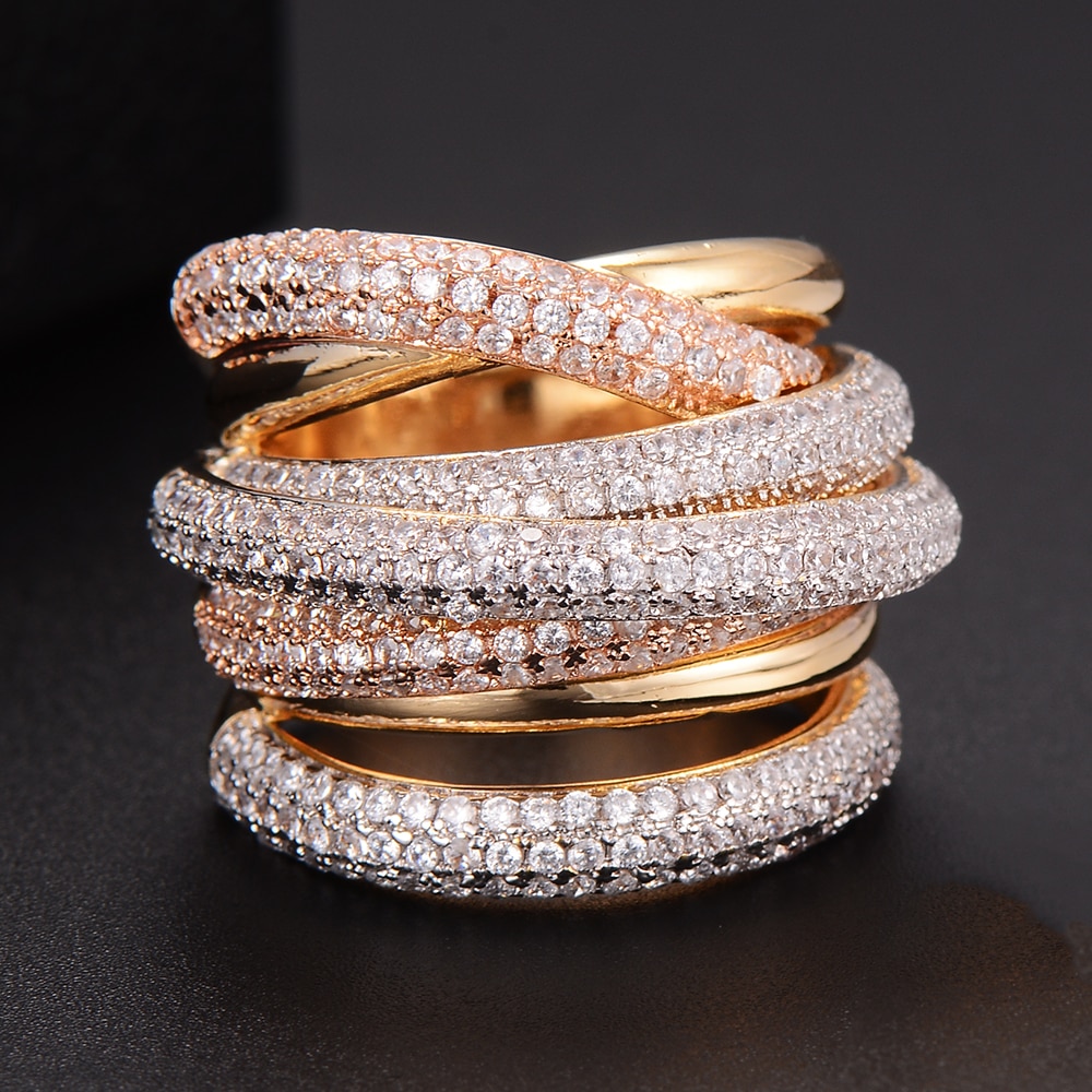 GODKI  Monaco Designer Luxury Twist Lines Geometry Cubic Zironium Engagement Dubai Naija Bridal Finger Rings Jewelry Addiction