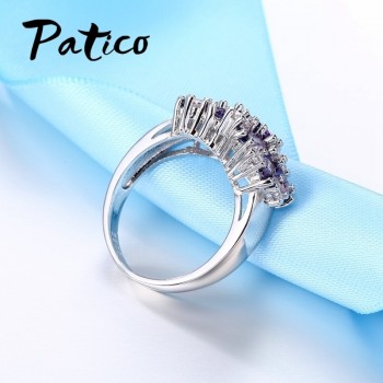 PATICO Pure 925 Sterling Silver Sparkling Rings for Women Girls Brilliant CZ Crystal Wedding Engagement Jewelry Summer Sale