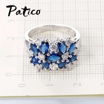 PATICO Pure 925 Sterling Silver Sparkling Rings for Women Girls Brilliant CZ Crystal Wedding Engagement Jewelry Summer Sale