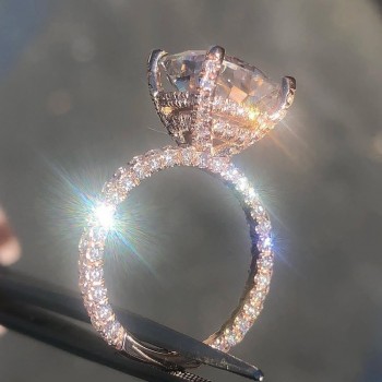 DODO Shining Big Champagne AAA Zircon Rings For Women Unique Three-sides Crystal Gold Color Wedding Luxury Ring Wholesale RA0415