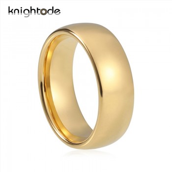 Classic Gold Color Wedding Ring 8mm Tungsten Carbide Rings Women  Men Engagement Ring Dome Band