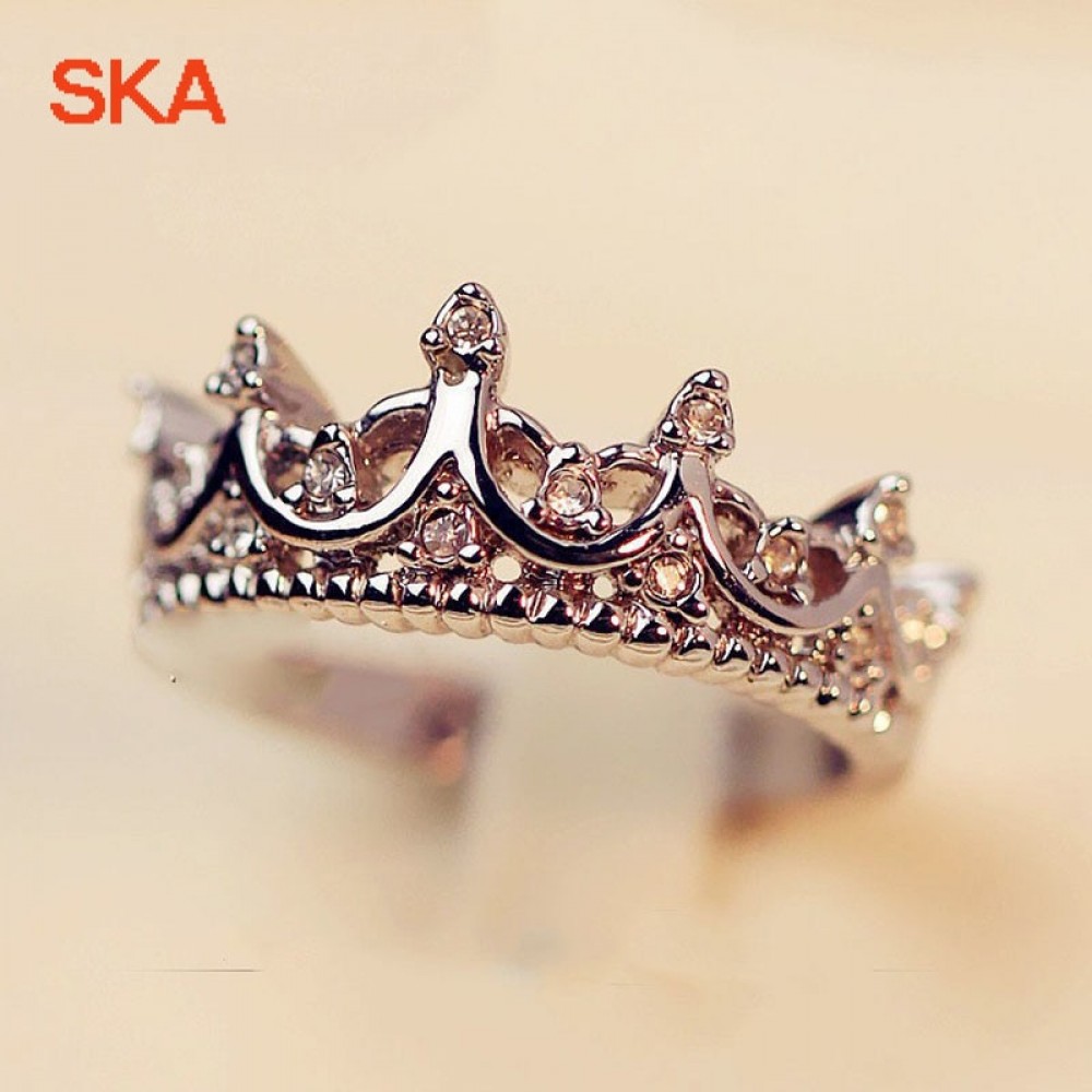 SKA Women Wedding Ring Princess Crown Rings For Women Anillos AAA Cubic Zirconia Personality Engagement Anel Finger Jewelry R040