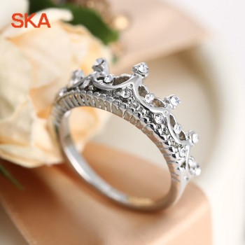 SKA Women Wedding Ring Princess Crown Rings For Women Anillos AAA Cubic Zirconia Personality Engagement Anel Finger Jewelry R040