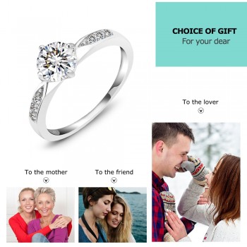 Promise 925 Sterling Silver Ring Classic Wedding Ring Jewelry Cubic Zircon Rings For Women Bridesmaid Gifts ( JewelOra )