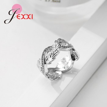 JEMMIN New Fashion Feather Rotation Real 925 Sterling Silver Rings Free Shipping Austrian Crystals Dropshipping Romantic Gift