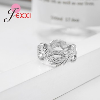 JEMMIN New Fashion Feather Rotation Real 925 Sterling Silver Rings Free Shipping Austrian Crystals Dropshipping Romantic Gift