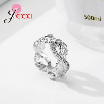 JEMMIN New Fashion Feather Rotation Real 925 Sterling Silver Rings Free Shipping Austrian Crystals Dropshipping Romantic Gift