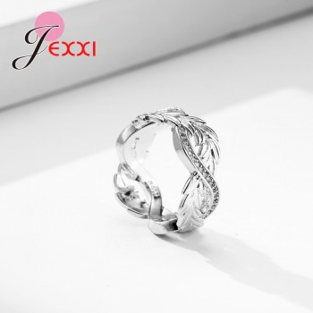 JEMMIN New Fashion Feather Rotation Real 925 Sterling Silver Rings Free Shipping Austrian Crystals Dropshipping Romantic Gift