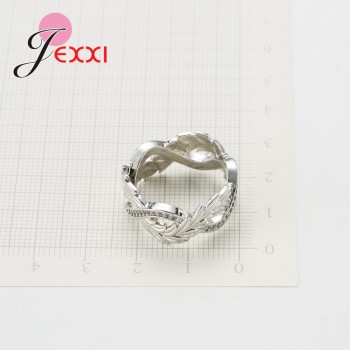 JEMMIN New Fashion Feather Rotation Real 925 Sterling Silver Rings Free Shipping Austrian Crystals Dropshipping Romantic Gift