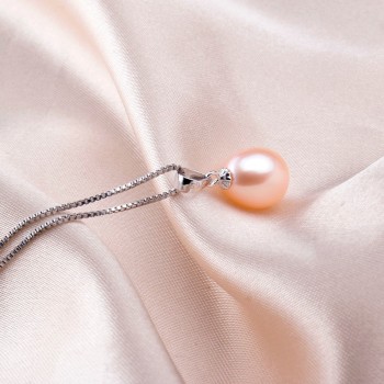 AAAA Genuine Freshwater Pearl Pendants 8-9mm 925 Sterling Silver Necklace For Women Wholesale Small Size Natural Pearl Jewelry