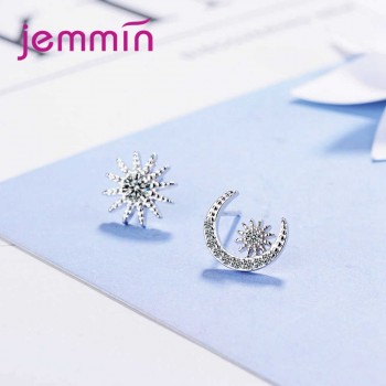 JEMMIN Exquisite Stud Earrings Luxury Charming Stud Earrings 925 Sterling Silver CZ Clear Crystal High Quality Popular Girl Gift