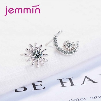 JEMMIN Exquisite Stud Earrings Luxury Charming Stud Earrings 925 Sterling Silver CZ Clear Crystal High Quality Popular Girl Gift