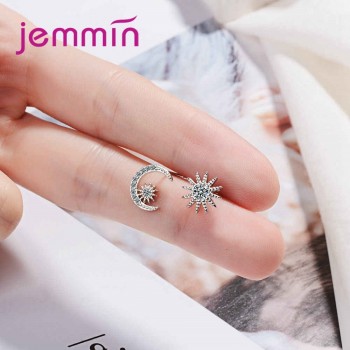 JEMMIN Exquisite Stud Earrings Luxury Charming Stud Earrings 925 Sterling Silver CZ Clear Crystal High Quality Popular Girl Gift
