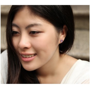 OMHXZJ wholesale Fashion jewelry crystal heart International certification Amethyst real 925 sterling silver Stud earrings YS03