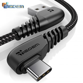 TIEGEM 90 degree USB Type C Cable 3A USB-C Cable  Type-C Fast Charging Cord for Nintendo Switch Samsung S8 Oneplus 5 Pixel 2