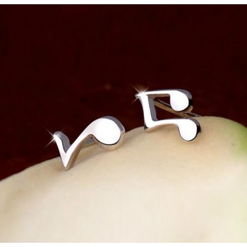 OMHXZJ WHOLESALE OL Fashion girl woman jewelry music symbol REAL S 925 STERLING SILVER STUD EARRINGS YS84