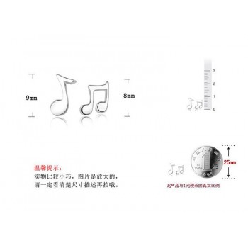 OMHXZJ WHOLESALE OL Fashion girl woman jewelry music symbol REAL S 925 STERLING SILVER STUD EARRINGS YS84