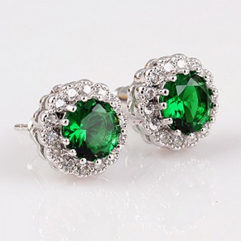 Sterling Silver 925 Stud Earrings for Women Fine Jewelry Citrine Fireworks Cut Yellow Green Red Wedding Engagement Party Gift