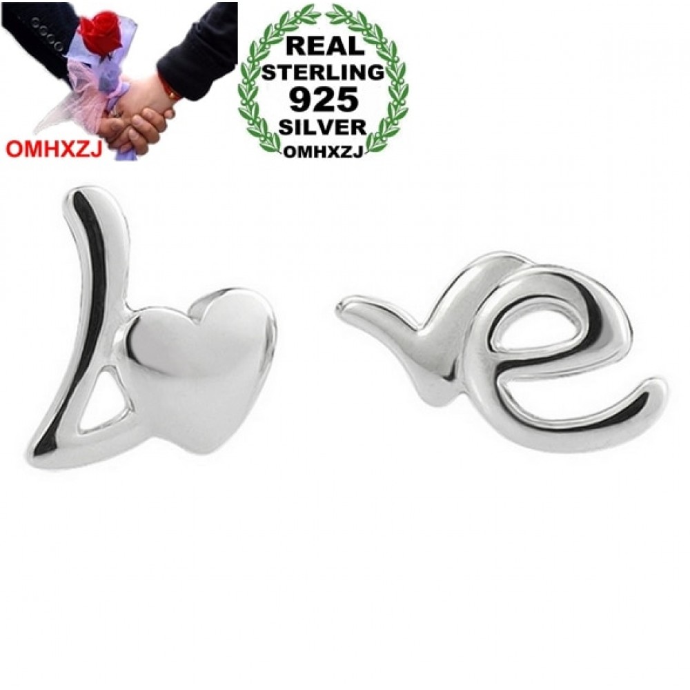 OMHXZJ wholesale Fashion jewelry beautiful girl sexy woman English alphabet heart Love 925 sterling silver Stud earrings YS111