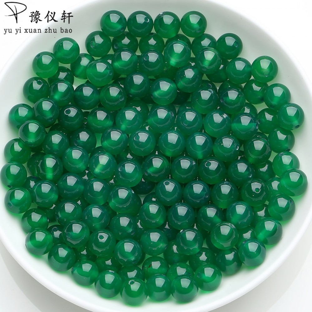 Handmade DIY braided jewelry New Arrivals with beads material natural authentic green chalcedony beads 4-14mm beads 100 pieces