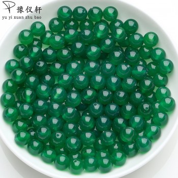 Handmade DIY braided jewelry New Arrivals with beads material natural authentic green chalcedony beads 4-14mm beads 100 pieces
