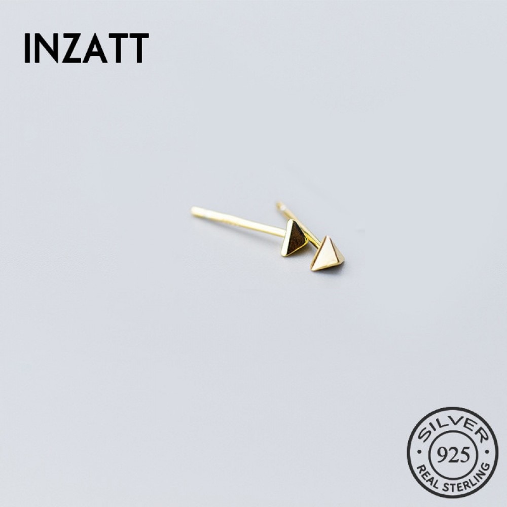 INZATT Minimalist Real 925 Sterling Silver Geometric Triangle Stud Earrings Fine Jewelry For Unisex personality Accessories Gift