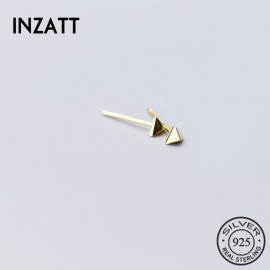 INZATT Minimalist Real 925 Sterling Silver Geometric Triangle Stud Earrings Fine Jewelry For Unisex personality Accessories Gift