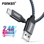 FONKEN Micro USB Cable 2.4A Mini USB Quick Charger Phone Cable 2128AWG 1m 2m 3m Fast Charge Braid Cord for Android Data Cables
