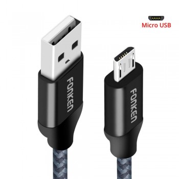 FONKEN Micro USB Cable 2.4A Mini USB Quick Charger Phone Cable 2128AWG 1m 2m 3m Fast Charge Braid Cord for Android Data Cables