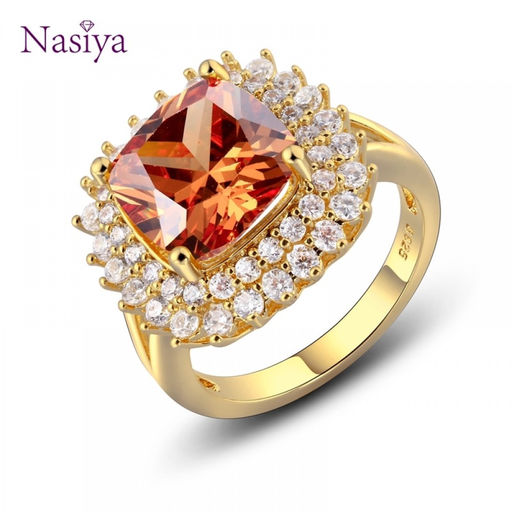 Champagne Yellow 2 Colors Fashion Jewelry Rings With Natural Smoky Quartz Stones Genuine 925 Sterling Silver Fine Jewelry Ring
