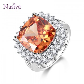 Champagne Yellow 2 Colors Fashion Jewelry Rings With Natural Smoky Quartz Stones Genuine 925 Sterling Silver Fine Jewelry Ring