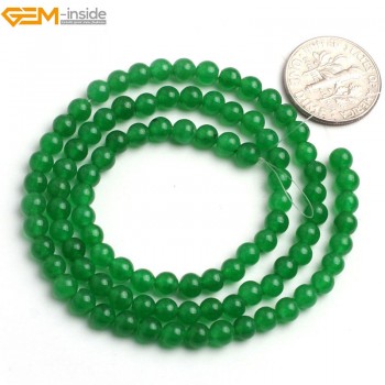 Gem-inside 4-14mm Round Stone Beads Green Jade Beads For Jewelry Making Beads Bracelets For Women 15 DIY Beads Jewellery