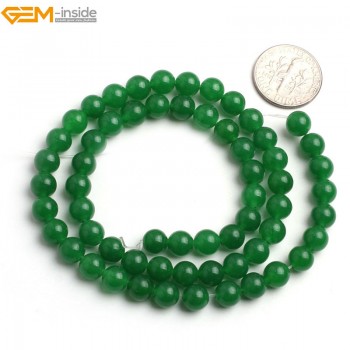 Gem-inside 4-14mm Round Stone Beads Green Jade Beads For Jewelry Making Beads Bracelets For Women 15 DIY Beads Jewellery