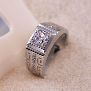 OMHXZJ Wholesale European Fashion Man Party Wedding Gift Silver White Square AAA Zircon 925 Sterling Silver Ring RR174
