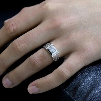 OMHXZJ Wholesale European Fashion Man Party Wedding Gift Silver White Square AAA Zircon 925 Sterling Silver Ring RR174