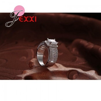 Jemmin New Arrival Women Girl Best Gifts 925 Sterling Silver Clear Square Crystal Pendant Ring for Women Bridal Jewelry