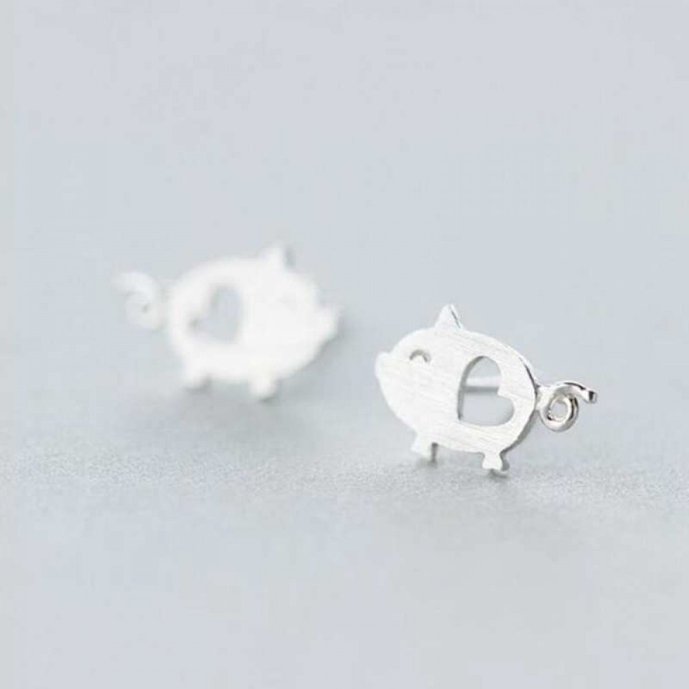 Ruifan 925 Sterling Silver Jewelry Fashion Cute Tiny 1.2cmX0.75cm Hollow Heart Pig Stud Earrings Gift For Girls Kids Lady YEA150