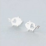 Ruifan 925 Sterling Silver Jewelry Fashion Cute Tiny 1.2cmX0.75cm Hollow Heart Pig Stud Earrings Gift For Girls Kids Lady YEA150