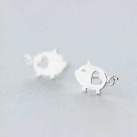 Ruifan 925 Sterling Silver Jewelry Fashion Cute Tiny 1.2cmX0.75cm Hollow Heart Pig Stud Earrings Gift For Girls Kids Lady YEA150