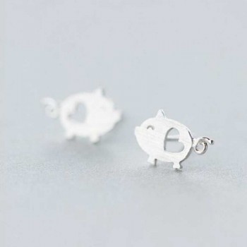 Ruifan 925 Sterling Silver Jewelry Fashion Cute Tiny 1.2cmX0.75cm Hollow Heart Pig Stud Earrings Gift For Girls Kids Lady YEA150