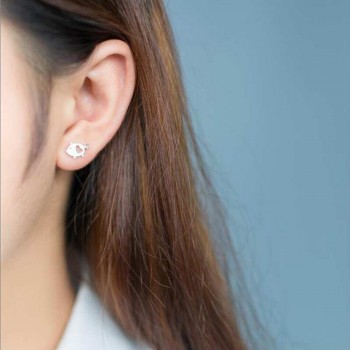 Ruifan 925 Sterling Silver Jewelry Fashion Cute Tiny 1.2cmX0.75cm Hollow Heart Pig Stud Earrings Gift For Girls Kids Lady YEA150