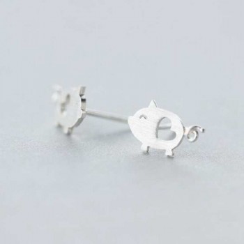 Ruifan 925 Sterling Silver Jewelry Fashion Cute Tiny 1.2cmX0.75cm Hollow Heart Pig Stud Earrings Gift For Girls Kids Lady YEA150