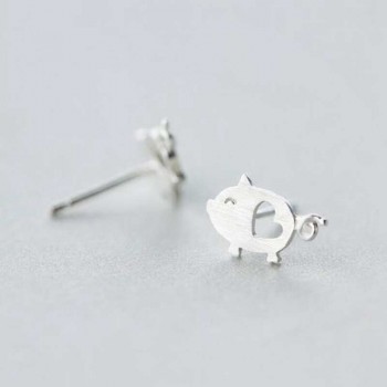 Ruifan 925 Sterling Silver Jewelry Fashion Cute Tiny 1.2cmX0.75cm Hollow Heart Pig Stud Earrings Gift For Girls Kids Lady YEA150