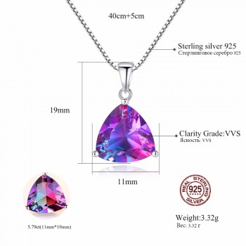 CZCITY Rainbow GemSton Pendant 5.79ct Mystic Purple Rainbow Fire Topaz 925 Sterling Silver Necklaces amp; Pendants Women Jewelry