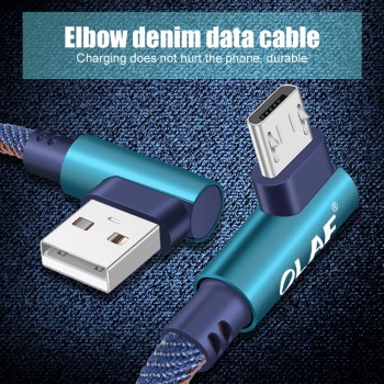 OLAF 90 Degree Micro USB Cable 2.4A Fast Charging Charge Data Cord Microusb Cable For Samsung Xiaomi Android Mobilie Phone Cable