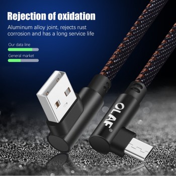 OLAF 90 Degree Micro USB Cable 2.4A Fast Charging Charge Data Cord Microusb Cable For Samsung Xiaomi Android Mobilie Phone Cable