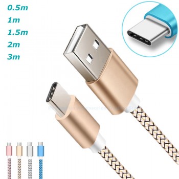 0.5m/Short/1m/1.5m/2m/200cm/3m/300cm/Long USB-C 9V/12V Fast Charge USB Type-C Cable for Galaxy S9 S8 A5/A3/2017 1.5/2/3 Meter