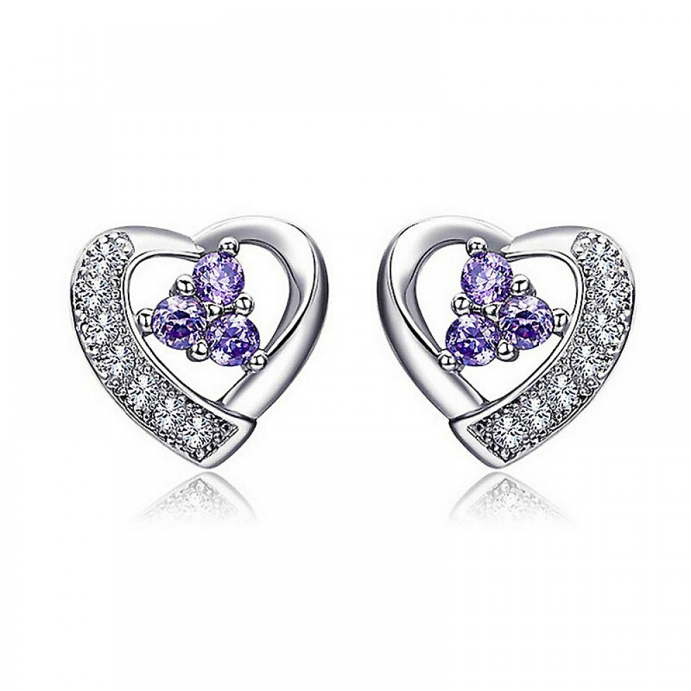 Hot Sale 925 Sterling Silver Romantic Heart Design Stud Earrings For Woman Party Wedding Jewelry Accessories Sweet Gift