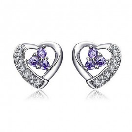 Hot Sale 925 Sterling Silver Romantic Heart Design Stud Earrings For Woman Party Wedding Jewelry Accessories Sweet Gift
