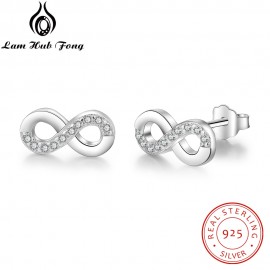 925 Sterling Silver Infinity Love Earrings for Women Number 8 Shape Cubic Zirconia Stud Earrings Anniversary Gift (Lam Hub Fong)